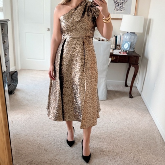 NWT Antonio Melani Bridgett Jacquard One Shoulder Asymmetrical A-Line Dress - Picture 2 of 3